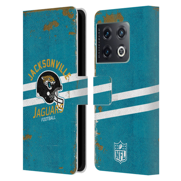 NFL Jacksonville Jaguars Logo Art Helmet Distressed Leather Book Wallet Case Cover For OnePlus 10 Pro