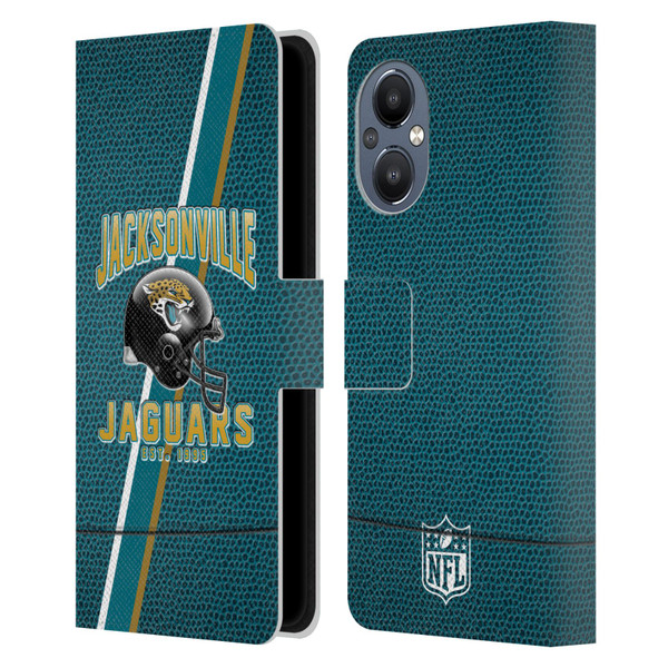 NFL Jacksonville Jaguars Logo Art Football Stripes Leather Book Wallet Case Cover For OnePlus Nord N20 5G
