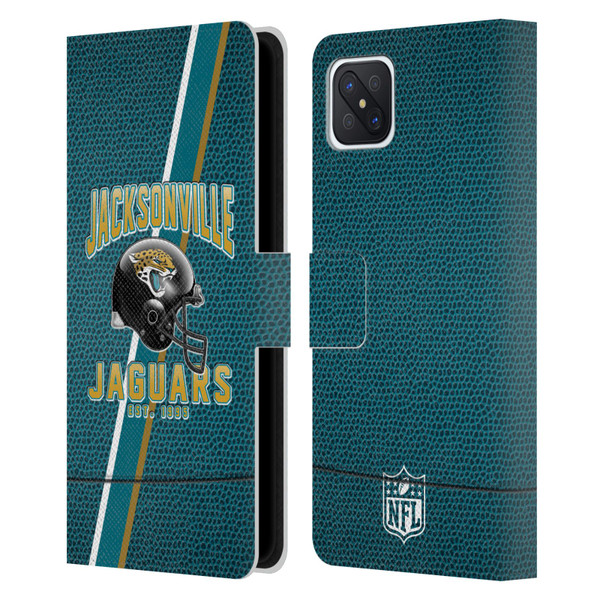 NFL Jacksonville Jaguars Logo Art Football Stripes Leather Book Wallet Case Cover For OPPO Reno4 Z 5G