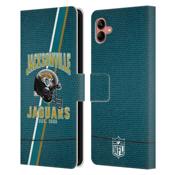 NFL Jacksonville Jaguars Logo Art Football Stripes Leather Book Wallet Case Cover For Samsung Galaxy A04 (2022)