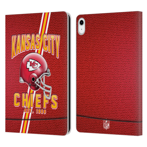 NFL Kansas City Chiefs Logo Art Football Stripes Leather Book Wallet Case Cover For Apple iPad 10.9 (2022)
