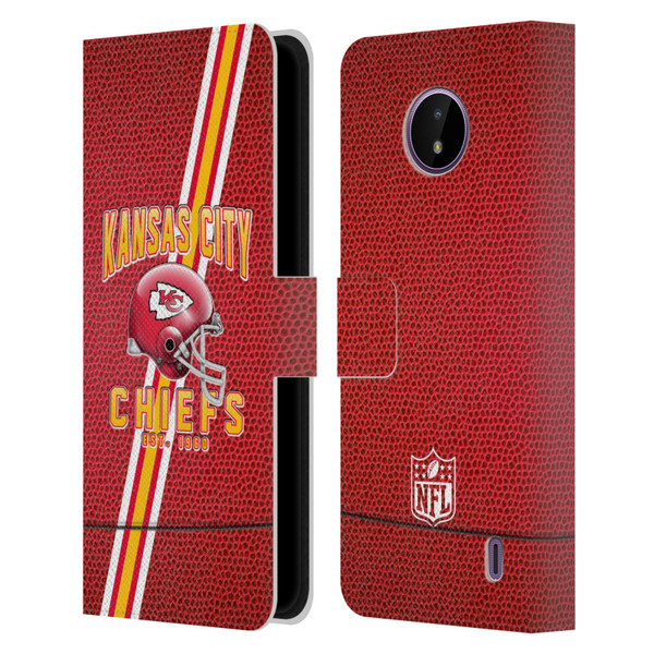 NFL Kansas City Chiefs Logo Art Football Stripes Leather Book Wallet Case Cover For Nokia C10 / C20