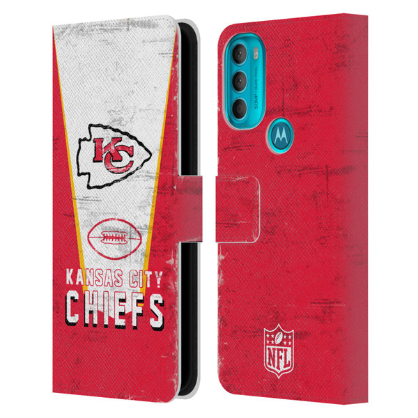 NFL Kansas City Chiefs Logo Art Banner Leather Book Wallet Case Cover For Motorola Moto G71 5G