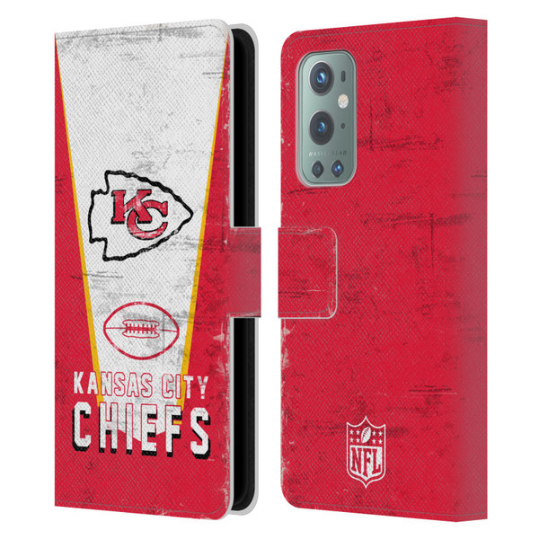 NFL Kansas City Chiefs Logo Art Banner Leather Book Wallet Case Cover For OnePlus 9