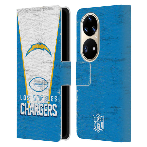 NFL Los Angeles Chargers Logo Art Banner Leather Book Wallet Case Cover For Huawei P50 Pro