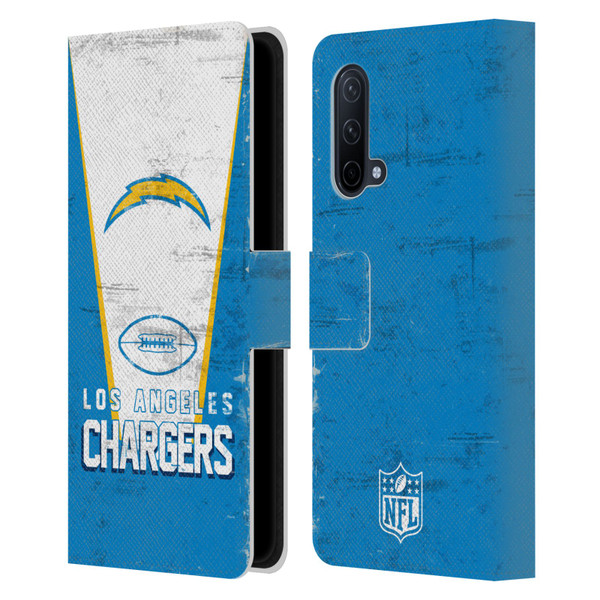 NFL Los Angeles Chargers Logo Art Banner Leather Book Wallet Case Cover For OnePlus Nord CE 5G