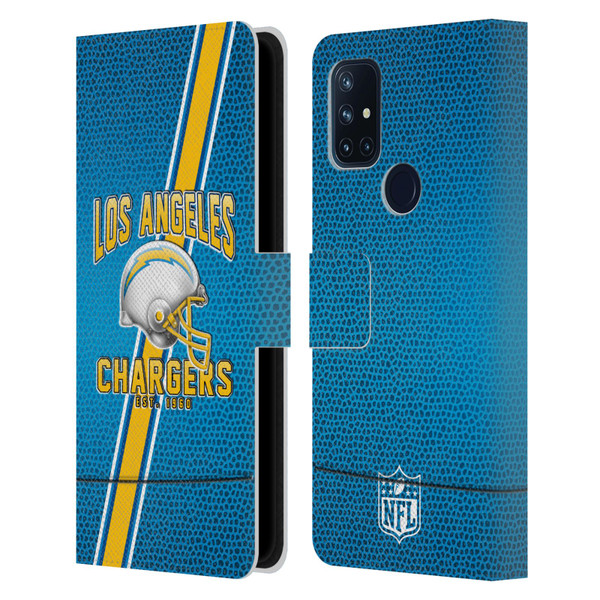 NFL Los Angeles Chargers Logo Art Football Stripes Leather Book Wallet Case Cover For OnePlus Nord N10 5G