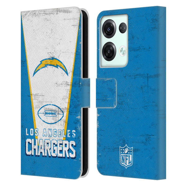 NFL Los Angeles Chargers Logo Art Banner Leather Book Wallet Case Cover For OPPO Reno8 Pro