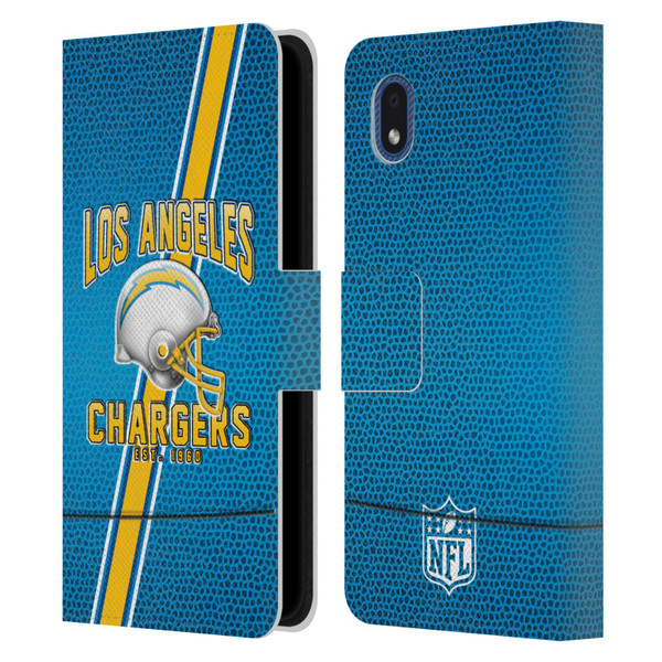 NFL Los Angeles Chargers Logo Art Football Stripes Leather Book Wallet Case Cover For Samsung Galaxy A01 Core (2020)