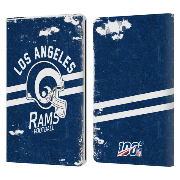 NFL Los Angeles Rams Logo Art Helmet Distressed Look 100th Leather Book Wallet Case Cover For Amazon Kindle Paperwhite 1 / 2 / 3