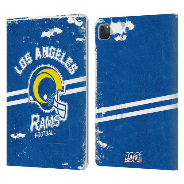 NFL Los Angeles Rams Logo Art Helmet Distressed Look 100th Leather Book Wallet Case Cover For Apple iPad Pro 11 2020 / 2021 / 2022