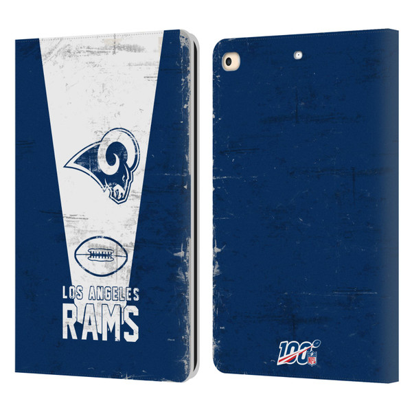 NFL Los Angeles Rams Logo Art Banner 100th Leather Book Wallet Case Cover For Apple iPad 9.7 2017 / iPad 9.7 2018
