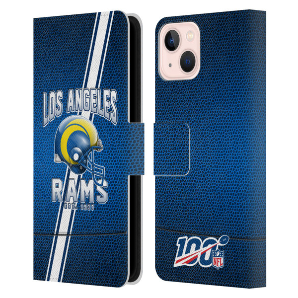 NFL Los Angeles Rams Logo Art Football Stripes 100th Leather Book Wallet Case Cover For Apple iPhone 13