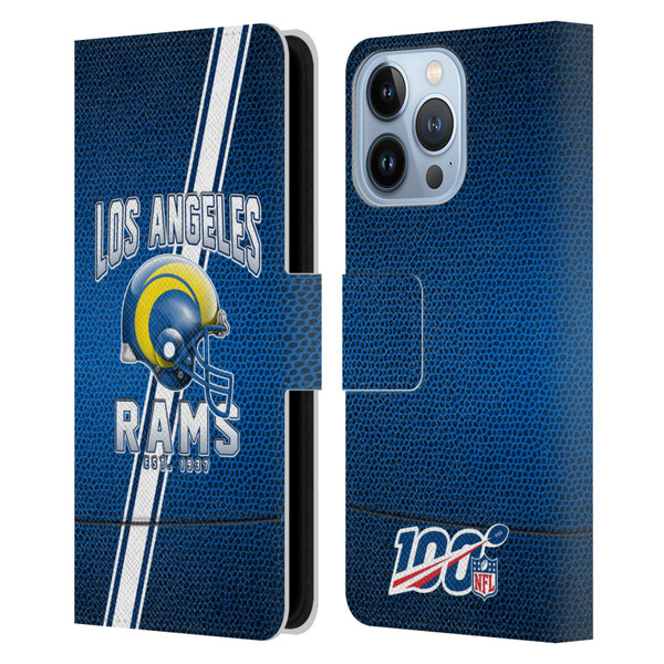 NFL Los Angeles Rams Logo Art Football Stripes 100th Leather Book Wallet Case Cover For Apple iPhone 13 Pro