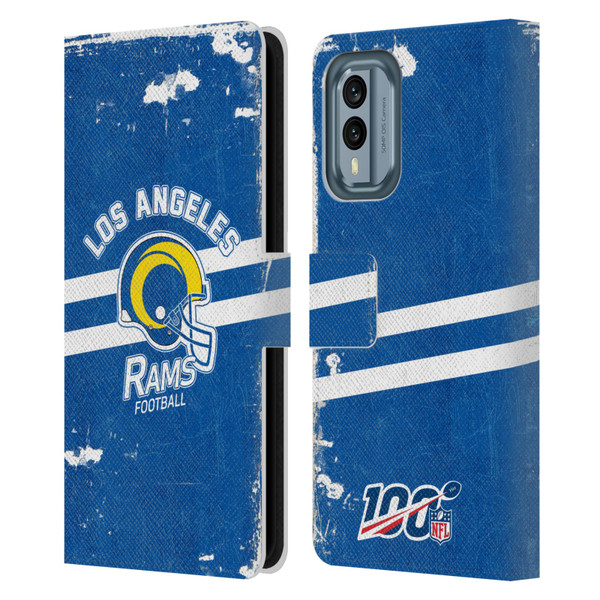 NFL Los Angeles Rams Logo Art Helmet Distressed Look 100th Leather Book Wallet Case Cover For Nokia X30