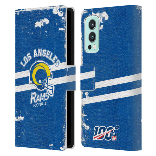 NFL Los Angeles Rams Logo Art Helmet Distressed Look 100th Leather Book Wallet Case Cover For OnePlus Nord 2 5G