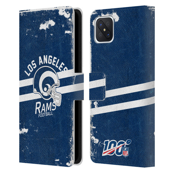 NFL Los Angeles Rams Logo Art Helmet Distressed Look 100th Leather Book Wallet Case Cover For OPPO Reno4 Z 5G