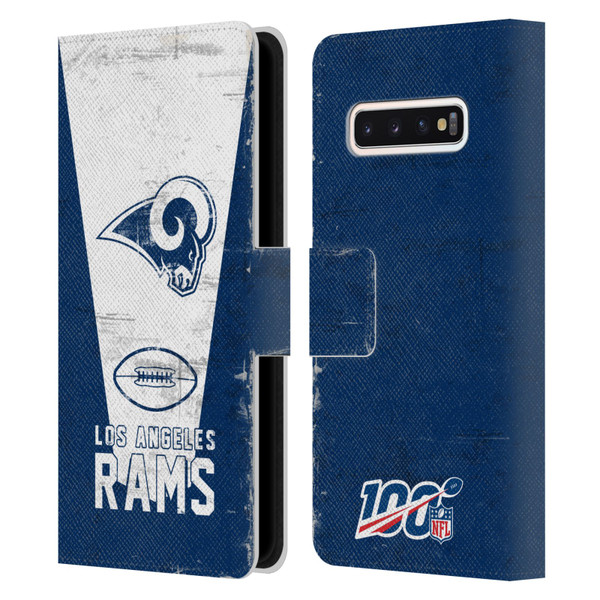 NFL Los Angeles Rams Logo Art Banner 100th Leather Book Wallet Case Cover For Samsung Galaxy S10