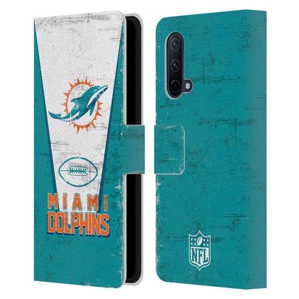 NFL Miami Dolphins Logo Art Banner Leather Book Wallet Case Cover For OnePlus Nord CE 5G