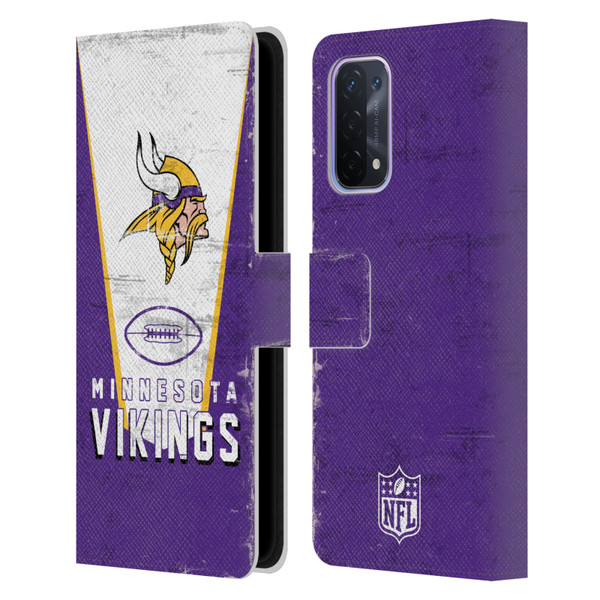 NFL Minnesota Vikings Logo Art Banner Leather Book Wallet Case Cover For OPPO A54 5G