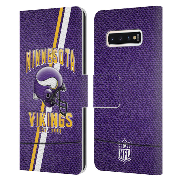 NFL Minnesota Vikings Logo Art Football Stripes Leather Book Wallet Case Cover For Samsung Galaxy S10
