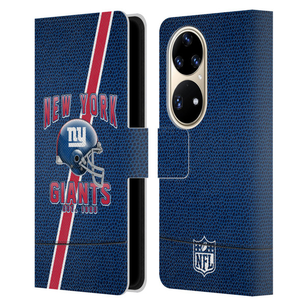 NFL New York Giants Logo Art Football Stripes Leather Book Wallet Case Cover For Huawei P50 Pro