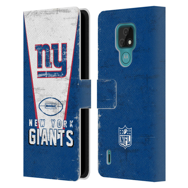 NFL New York Giants Logo Art Banner Leather Book Wallet Case Cover For Motorola Moto E7