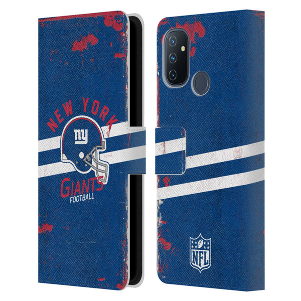 NFL New York Giants Logo Art Helmet Distressed Leather Book Wallet Case Cover For OnePlus Nord N100