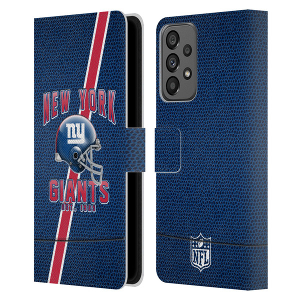 NFL New York Giants Logo Art Football Stripes Leather Book Wallet Case Cover For Samsung Galaxy A73 5G (2022)