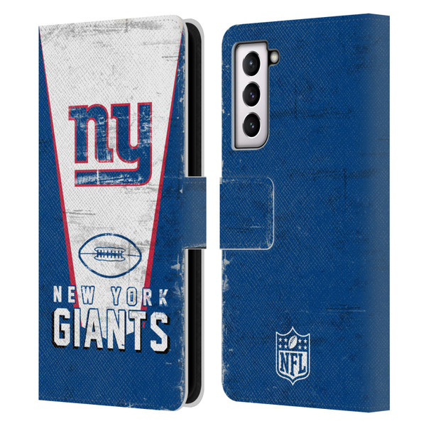 NFL New York Giants Logo Art Banner Leather Book Wallet Case Cover For Samsung Galaxy S21 5G