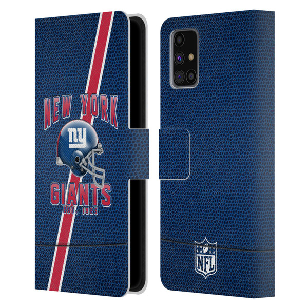 NFL New York Giants Logo Art Football Stripes Leather Book Wallet Case Cover For Samsung Galaxy M31s (2020)