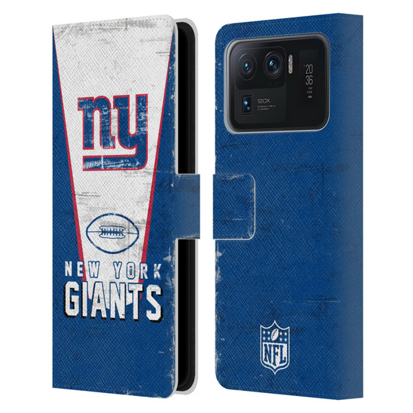 NFL New York Giants Logo Art Banner Leather Book Wallet Case Cover For Xiaomi Mi 11 Ultra