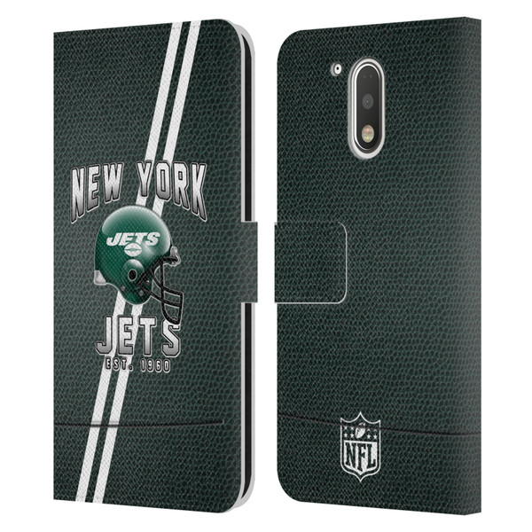 NFL New York Jets Logo Art Football Stripes Leather Book Wallet Case Cover For Motorola Moto G41