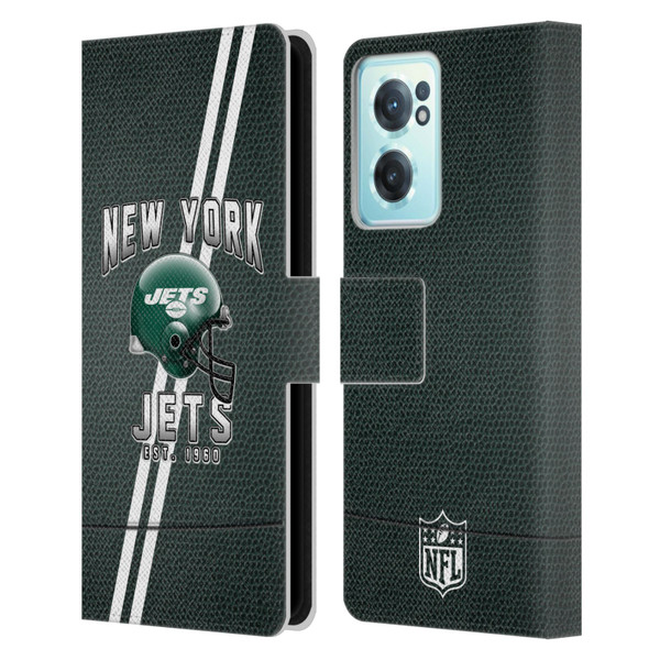 NFL New York Jets Logo Art Football Stripes Leather Book Wallet Case Cover For OnePlus Nord CE 2 5G