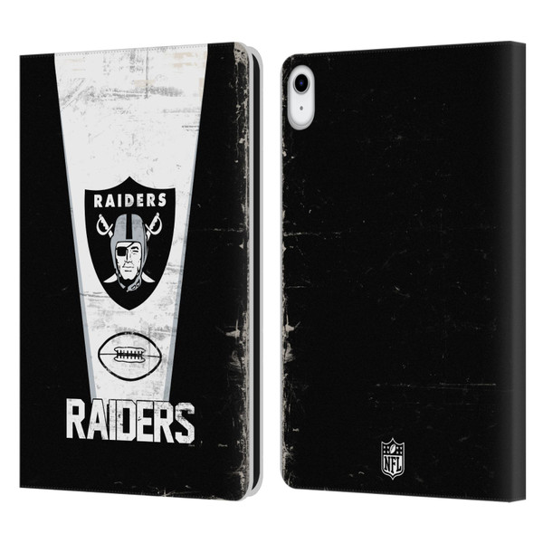 NFL Las Vegas Raiders Logo Art Banner 100th Leather Book Wallet Case Cover For Apple iPad 10.9 2022/2025