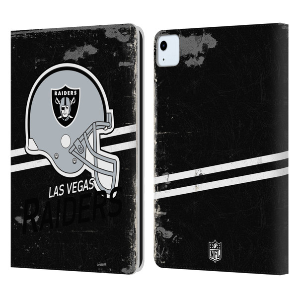 NFL Las Vegas Raiders Logo Art Helmet Distressed Look 100th Leather Book Wallet Case Cover For Apple iPad Air 11 2020/2022/2024/2025