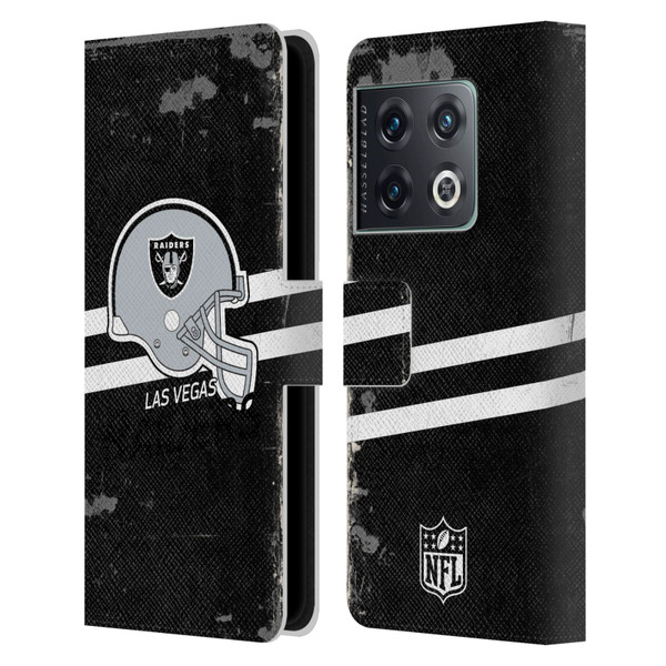 NFL Las Vegas Raiders Logo Art Helmet Distressed Look 100th Leather Book Wallet Case Cover For OnePlus 10 Pro