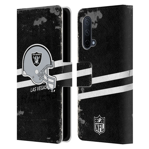 NFL Las Vegas Raiders Logo Art Helmet Distressed Look 100th Leather Book Wallet Case Cover For OnePlus Nord CE 5G