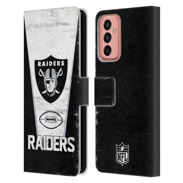 NFL Las Vegas Raiders Logo Art Banner 100th Leather Book Wallet Case Cover For Samsung Galaxy M13 (2022)