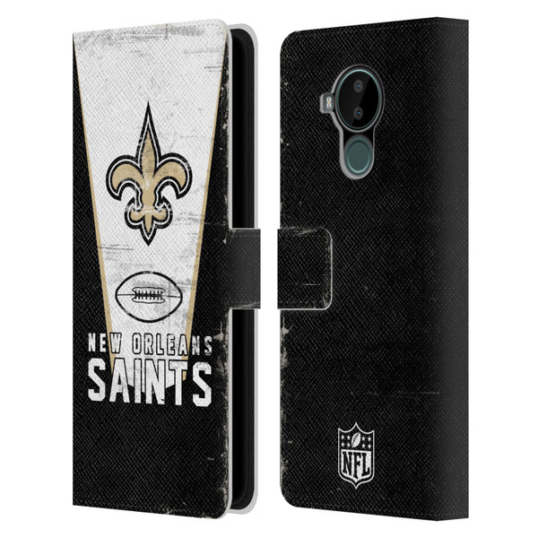 NFL New Orleans Saints Logo Art Banner Leather Book Wallet Case Cover For Nokia C30