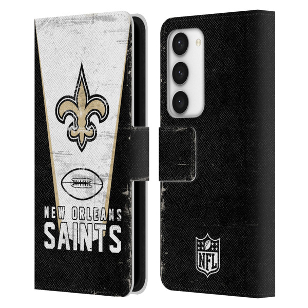 NFL New Orleans Saints Logo Art Banner Leather Book Wallet Case Cover For Samsung Galaxy S23 5G