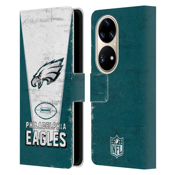 NFL Philadelphia Eagles Logo Art Banner Leather Book Wallet Case Cover For Huawei P50 Pro