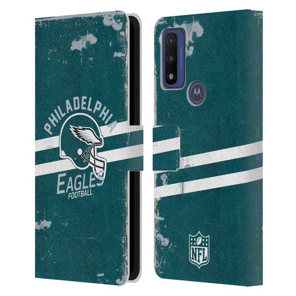 NFL Philadelphia Eagles Logo Art Helmet Distressed Leather Book Wallet Case Cover For Motorola G Pure