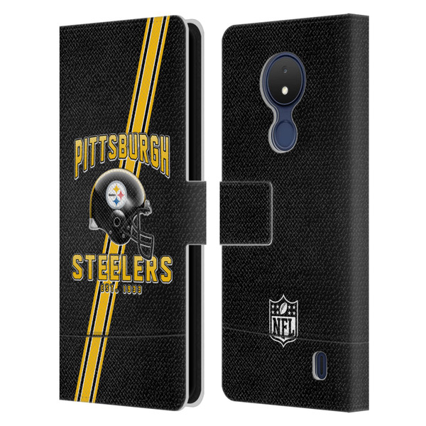 NFL Pittsburgh Steelers Logo Art Football Stripes Leather Book Wallet Case Cover For Nokia C21