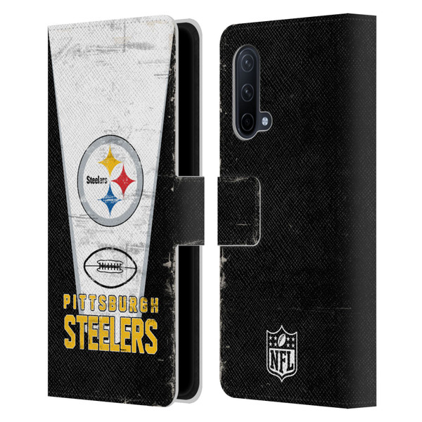 NFL Pittsburgh Steelers Logo Art Banner Leather Book Wallet Case Cover For OnePlus Nord CE 5G