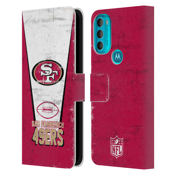 NFL San Francisco 49ers Logo Art Banner Leather Book Wallet Case Cover For Motorola Moto G71 5G