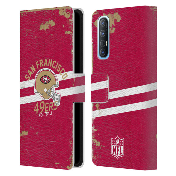 NFL San Francisco 49ers Logo Art Helmet Distressed Leather Book Wallet Case Cover For OPPO Find X2 Neo 5G
