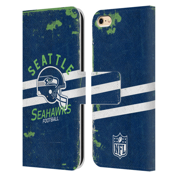 NFL Seattle Seahawks Logo Art Helmet Distressed Leather Book Wallet Case Cover For Apple iPhone 6 / iPhone 6s