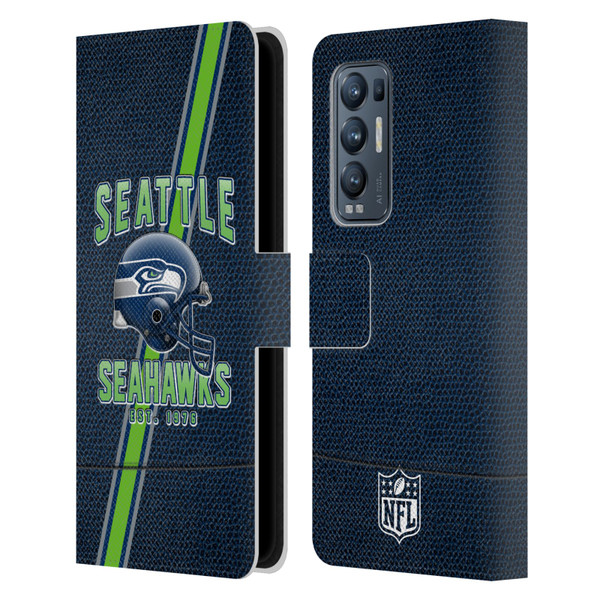 NFL Seattle Seahawks Logo Art Football Stripes Leather Book Wallet Case Cover For OPPO Find X3 Neo / Reno5 Pro+ 5G