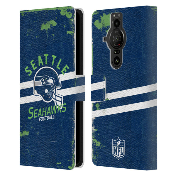 NFL Seattle Seahawks Logo Art Helmet Distressed Leather Book Wallet Case Cover For Sony Xperia Pro-I